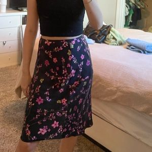 flora silk pink & black skirt